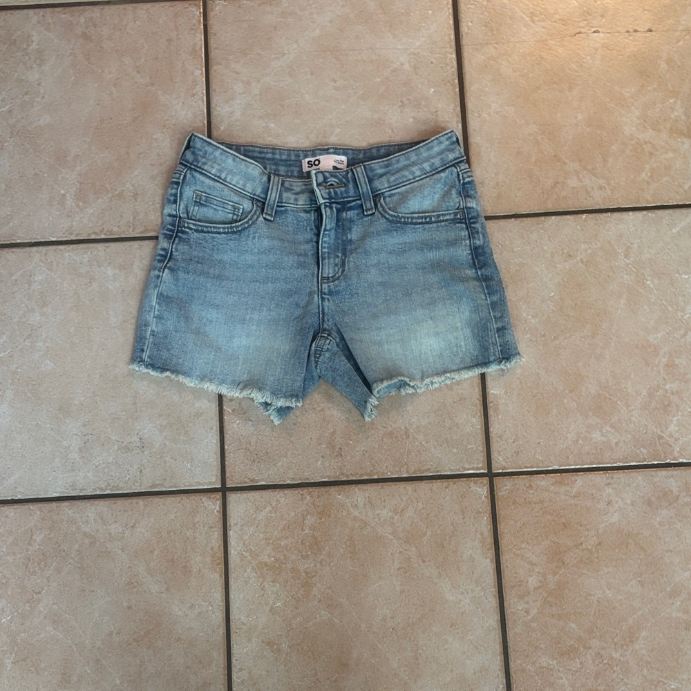 SO Distressed Light Blue Denim Cutoff Shorts